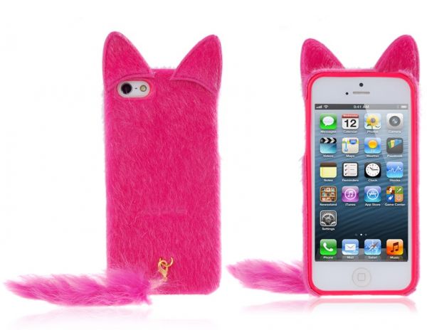 Plush & TPU Gato Borracha protetora para iPhone 5