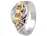 18K Anel Alloy RGP com cristais Sz 9 (Ouro Branco)